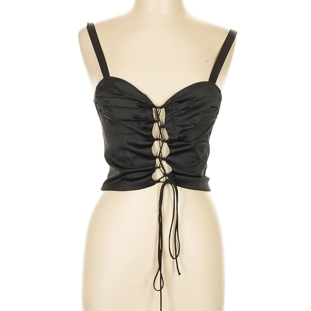 Black Lace-Up Crop Top